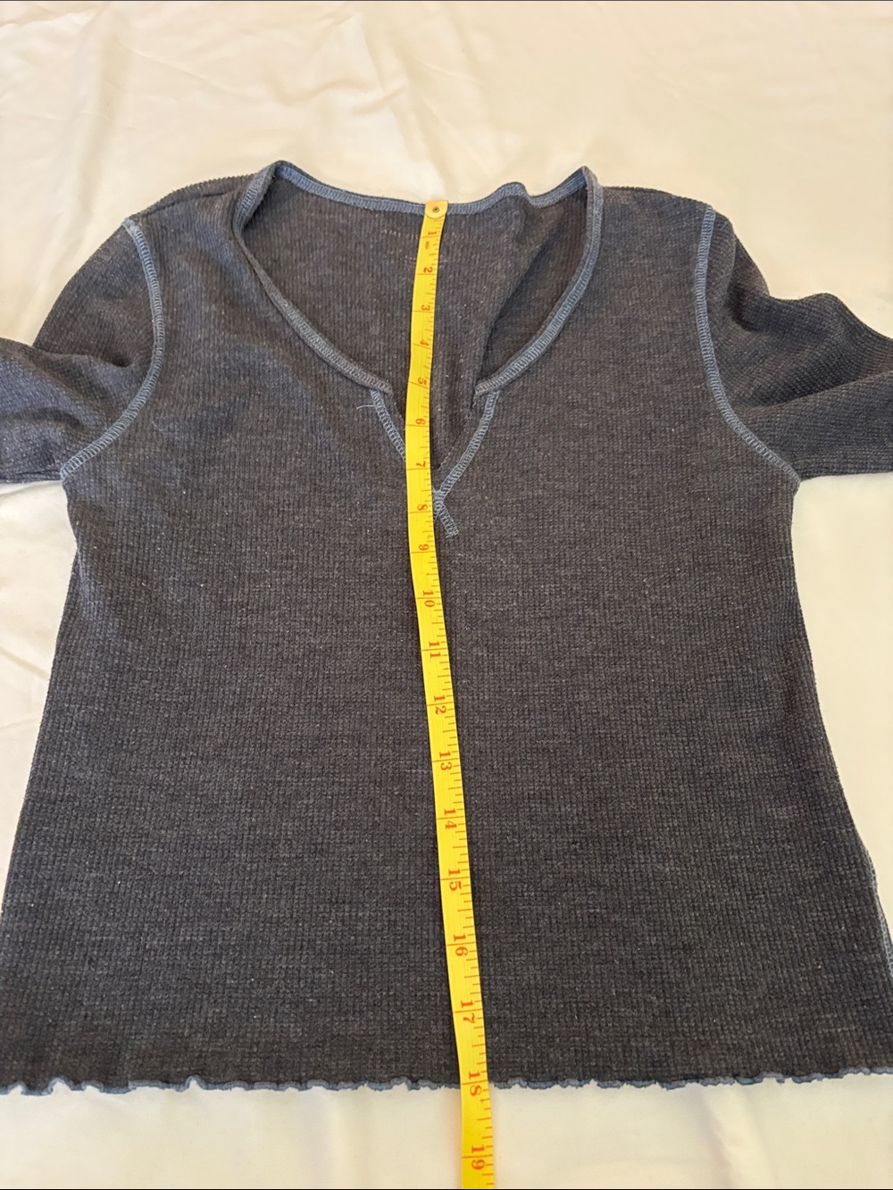 American Eagle Outfitters Long Sleeve Ribbed Henley Top in Rust and Charcoal - Picture 8 of 8